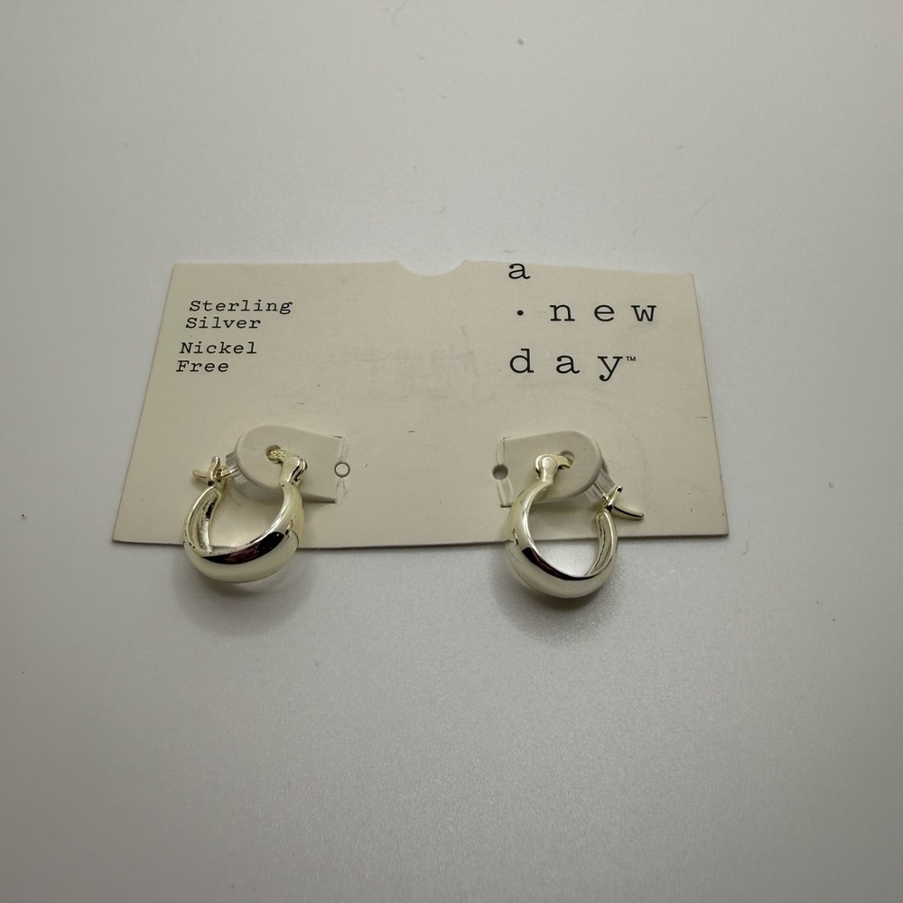 A New Day Silver Huggies Earrings